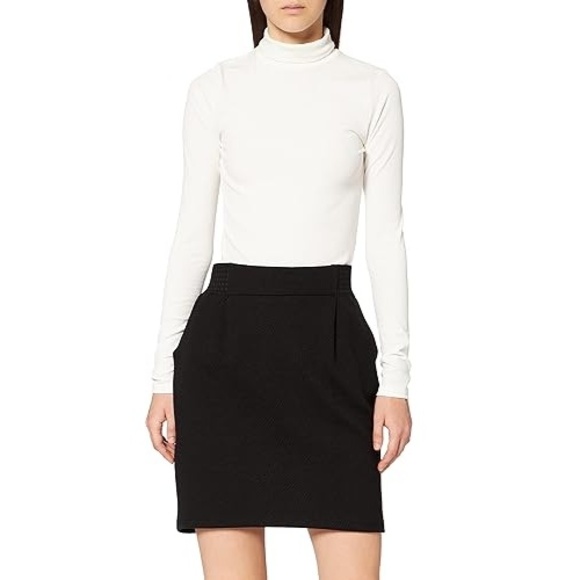 NAF NAF Women's‎ Old Money Black Knee Length Wide Waistband A Line Skirt EU 36 - Picture 1 of 11